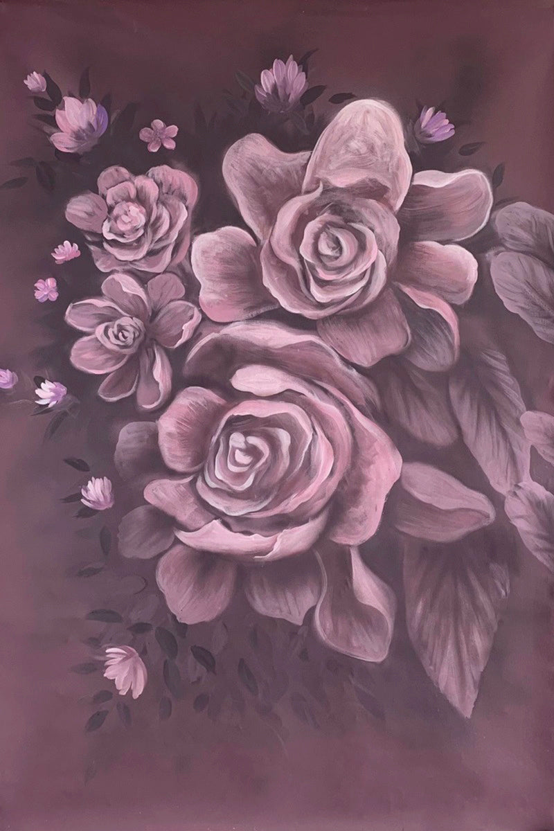 Clotstudio Fine Art Dark Pink Flower Hand Painted Backdrop #clot462