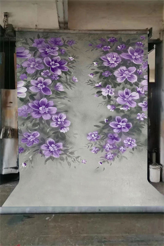 Clotstudio Fine Art Purple Flower Hand Painted Backdrop #clot468