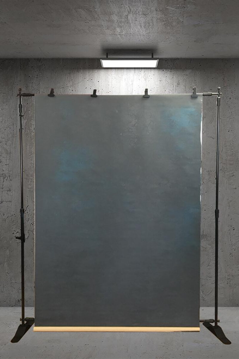 Clotstudio Abstract Dark Black with Little Blue Texture Hand Painted Canvas Backdrop #clot 30