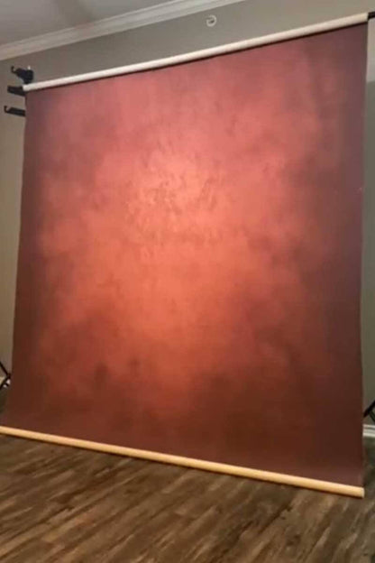 Clotstudio Abstract Warm Orange Red Mid Textured Hand Painted Canvas Backdrop #clot 120