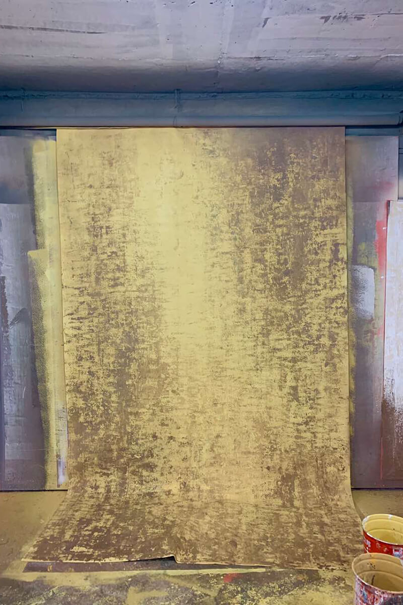 Clotstudio Abstract Gold with Brown Mid Textured Hand Painted Canvas Backdrop #clot 129