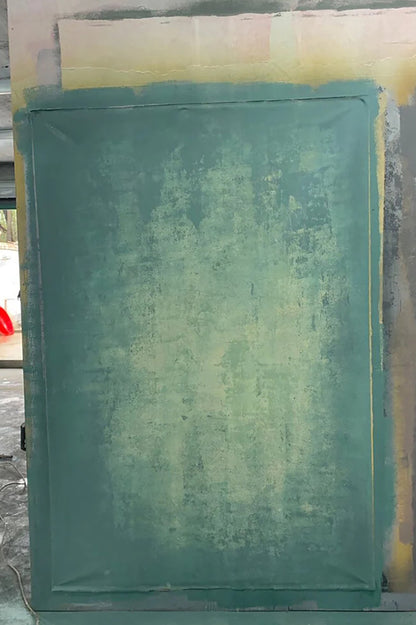 Clotstudio Abstract Dark Green Little Yellow Texture Hand Painted Canvas Backdrop #clot 13