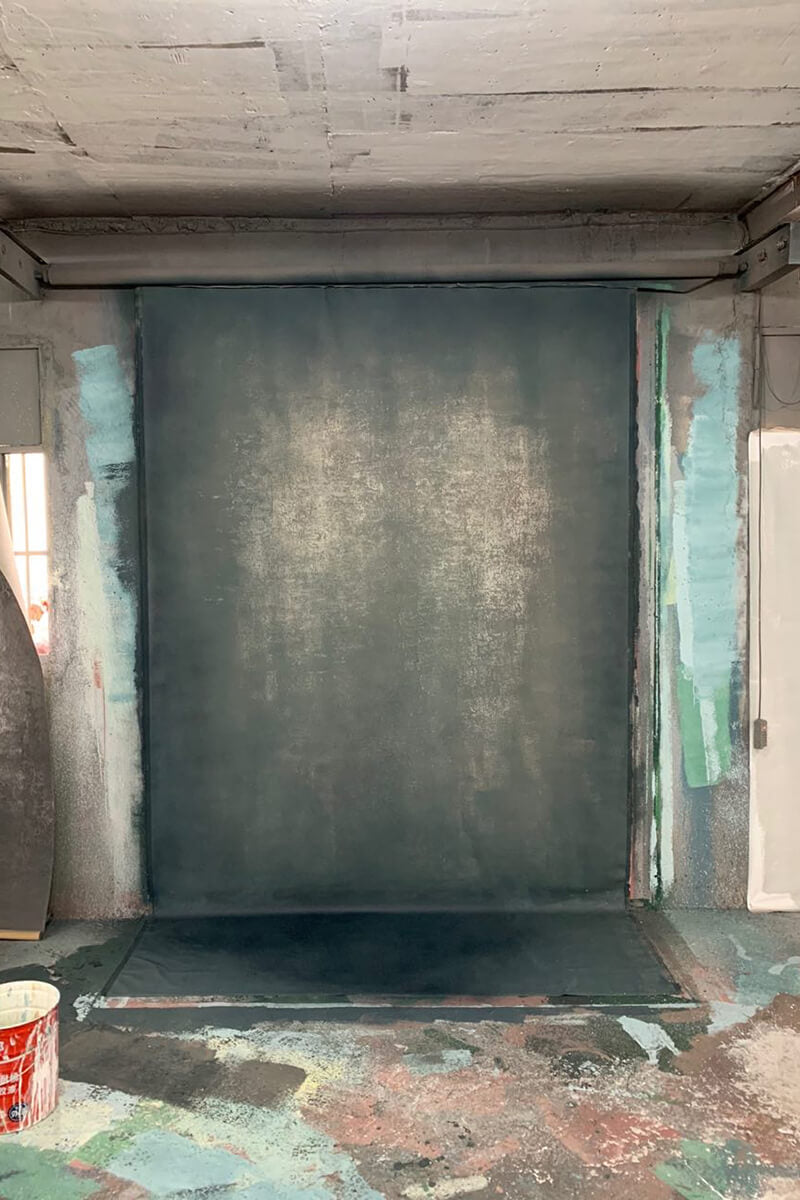 Clotstudio Abstract Dark Cyan with Grayish Orange Textured Hand Painted Canvas Backdrop #clot142