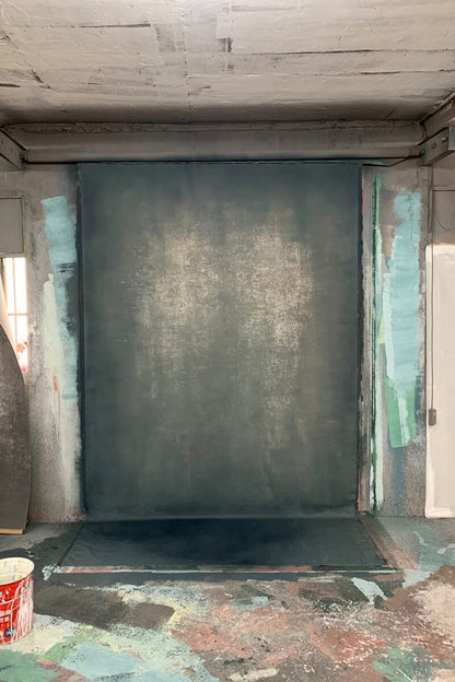 Clotstudio Abstract Dark Cyan with Grayish Orange Textured Hand Painted Canvas Backdrop #clot142