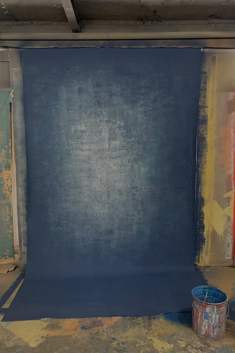 Clotstudio Abstract Blue Textured Hand Painted Canvas Backdrop #clot148