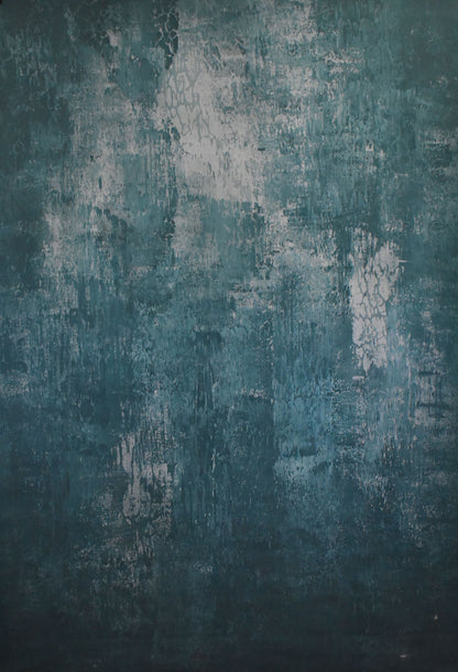 RTS-Clotstudio Abstract Teal Grey Spray Textured Hand Painted Canvas Backdrop #clot 2