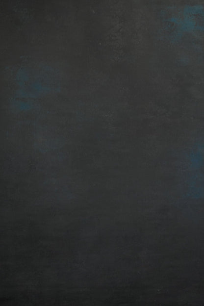 Clotstudio Abstract Dark Black with Little Blue Texture Hand Painted Canvas Backdrop #clot 30