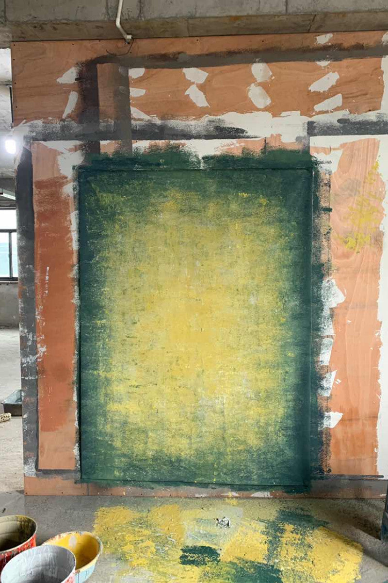 Clotstudio Abstract Yellow Green Texture Hand Painted Canvas Backdrop #clot420