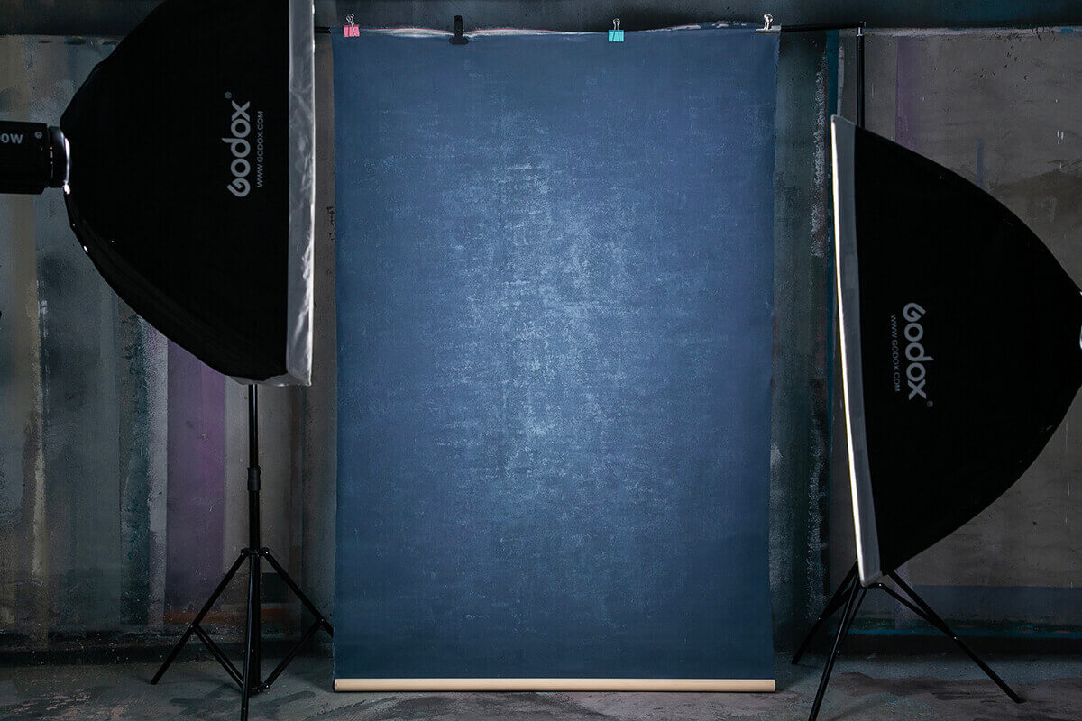 RTS-Clotstudio Abstract Deep Blue Soft Texture Hand Painted Canvas Backdrop #clot 71