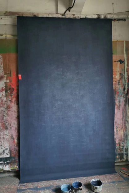 RTS-Clotstudio Abstract Deep Blue Soft Texture Hand Painted Canvas Backdrop #clot 71